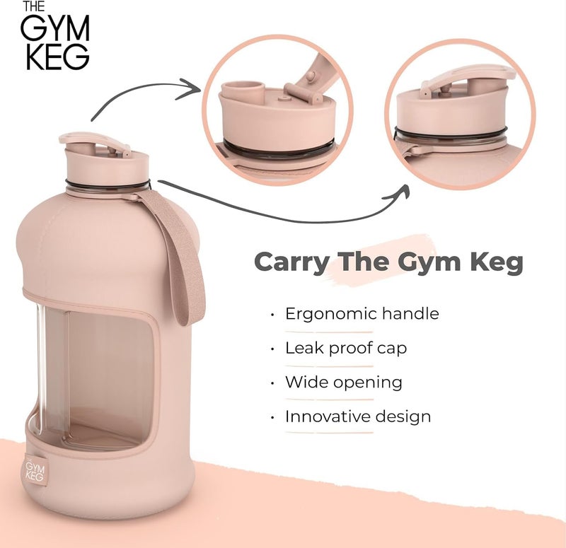 ALCOACH THE GYM KEG Sports Water Bottle Insulated | Half Gallon | Carry Handle | Big Water Jug For Sport | Large Reusable Water Bottles | Ecofriendly, Tritan (Pink) - Image 2