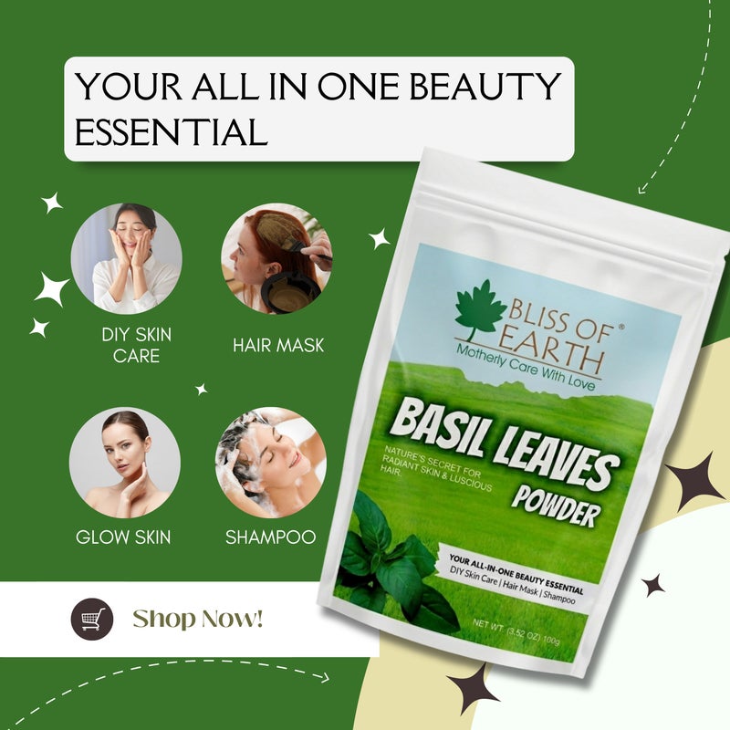 BLISS OF EARTH Basil Leaves Powder Ayurvedic Tulsi Powder 100GM Great For Hair Skin Face - Image 3
