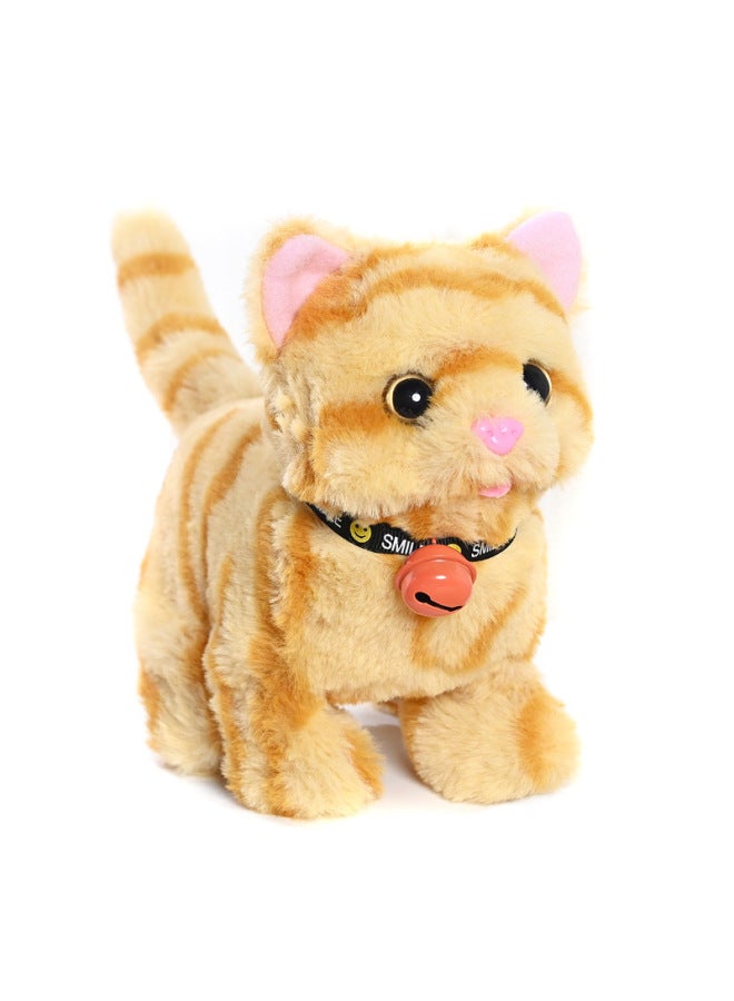Plush Electric Cat Simulation Cry Walking Nodding Wagging Tail Kitten Puppy Children's Toy Pet Electronic Cat-Color: Scarf Chip Cat (dazzling Color) - Image 5