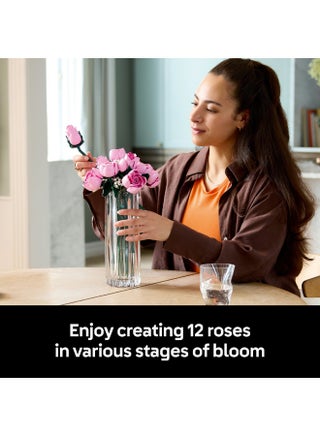 Botanicals Bouquet of Pink Roses Faux Flowers Set 10374 (Age 18+, 789 Pieces) - view 4