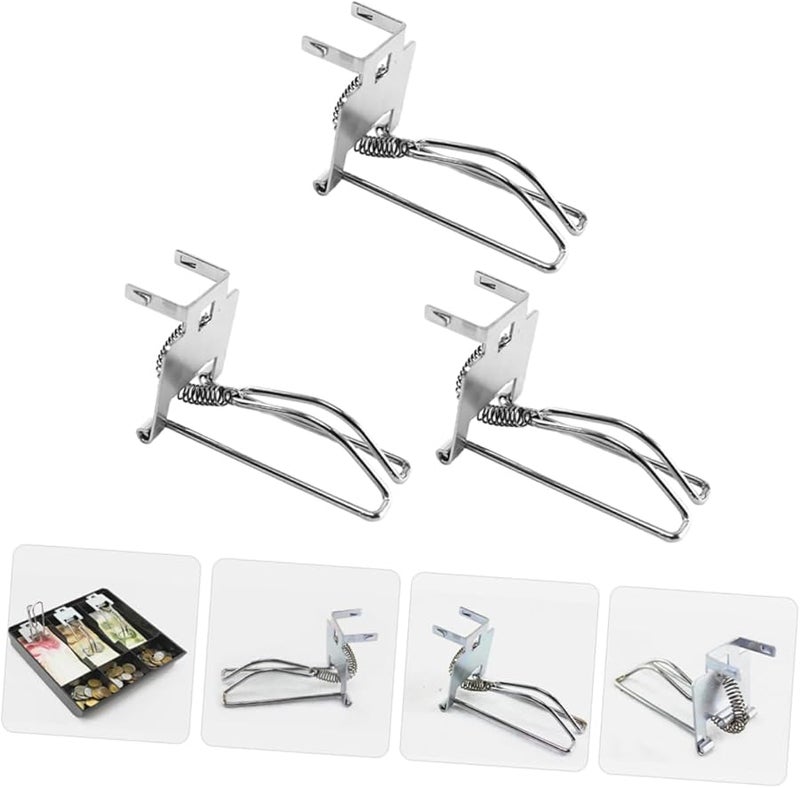 Universal Metal Cash Drawer Clips 3 Pack Iron Money Tray Holders Silver - Image 4