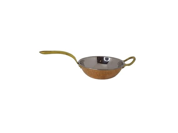 Shopsidex Shopsidex Tadka Pan for Cooking Small Hammered Copper and Stainless Steel Pan for Dal Tadka Cum ServingSmall Medium - Image 4
