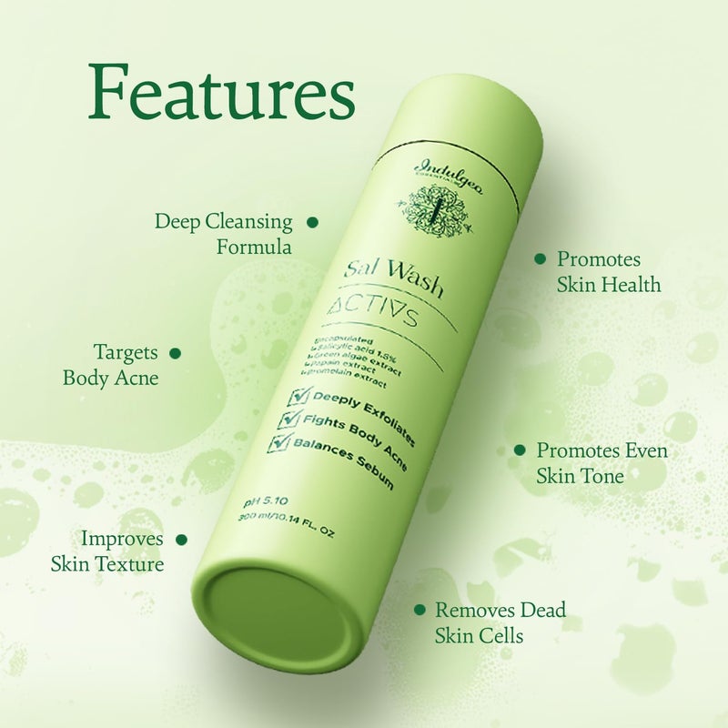 INDULGEO ESSENTIALS Sal Wash Body Wash With Encapsulated Salicylic Acid 15 300Ml - Image 4