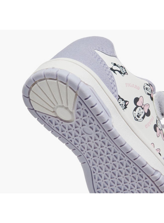 Disney Girls Minnie Mouse Print Sneakers with Hook and Loop Closure - Image 5