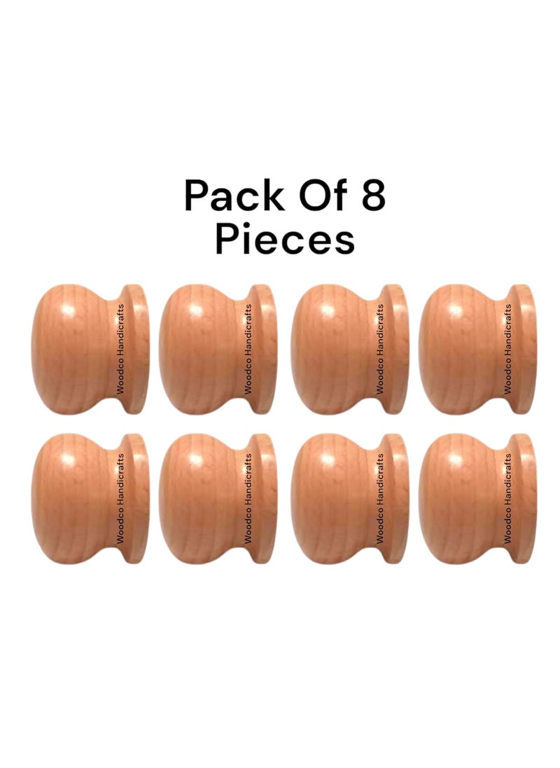 Woodco Handicrafts Woodco Handicrafts Wooden Drawer Knob Cabinet Knob Wardrobe Door Knob Cupboard Drawer KnobPull Knob Fancy knob Natural Finish Pack of 08 Pcs  - Image 2