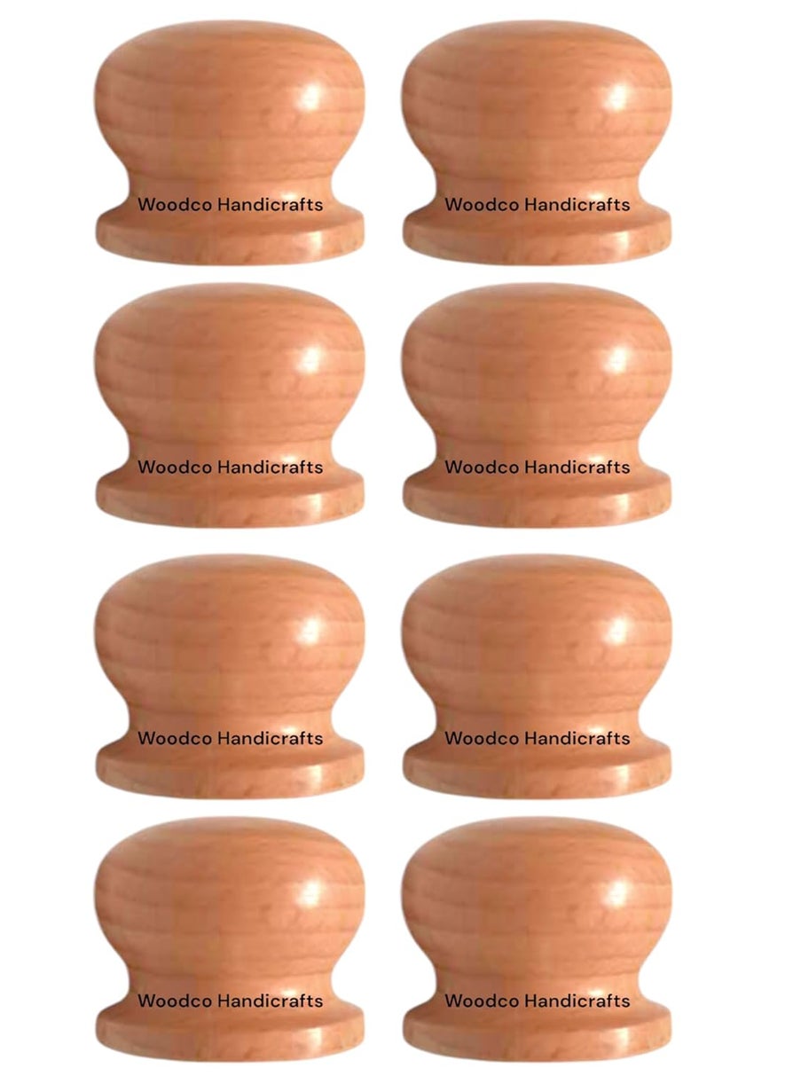 Woodco Handicrafts Woodco Handicrafts Wooden Drawer Knob Cabinet Knob Wardrobe Door Knob Cupboard Drawer KnobPull Knob Fancy knob Natural Finish Pack of 08 Pcs  - Image 1