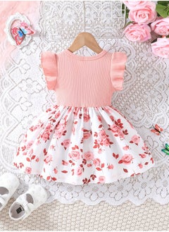Generic Newborn Baby Girl Dress - Elegant Summer Dress Set with Drape Train, Romantic Rose Patchwork & Bow Detail, Baby Gift Set, baby girl dress, newborn baby girl clothes, baby dress, frock for girls, girl dress, baby girl  - Image 2