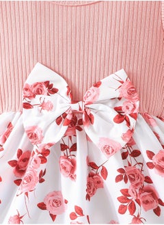 Generic Newborn Baby Girl Dress - Elegant Summer Dress Set with Drape Train, Romantic Rose Patchwork & Bow Detail, Baby Gift Set, baby girl dress, newborn baby girl clothes, baby dress, frock for girls, girl dress, baby girl  - Image 4