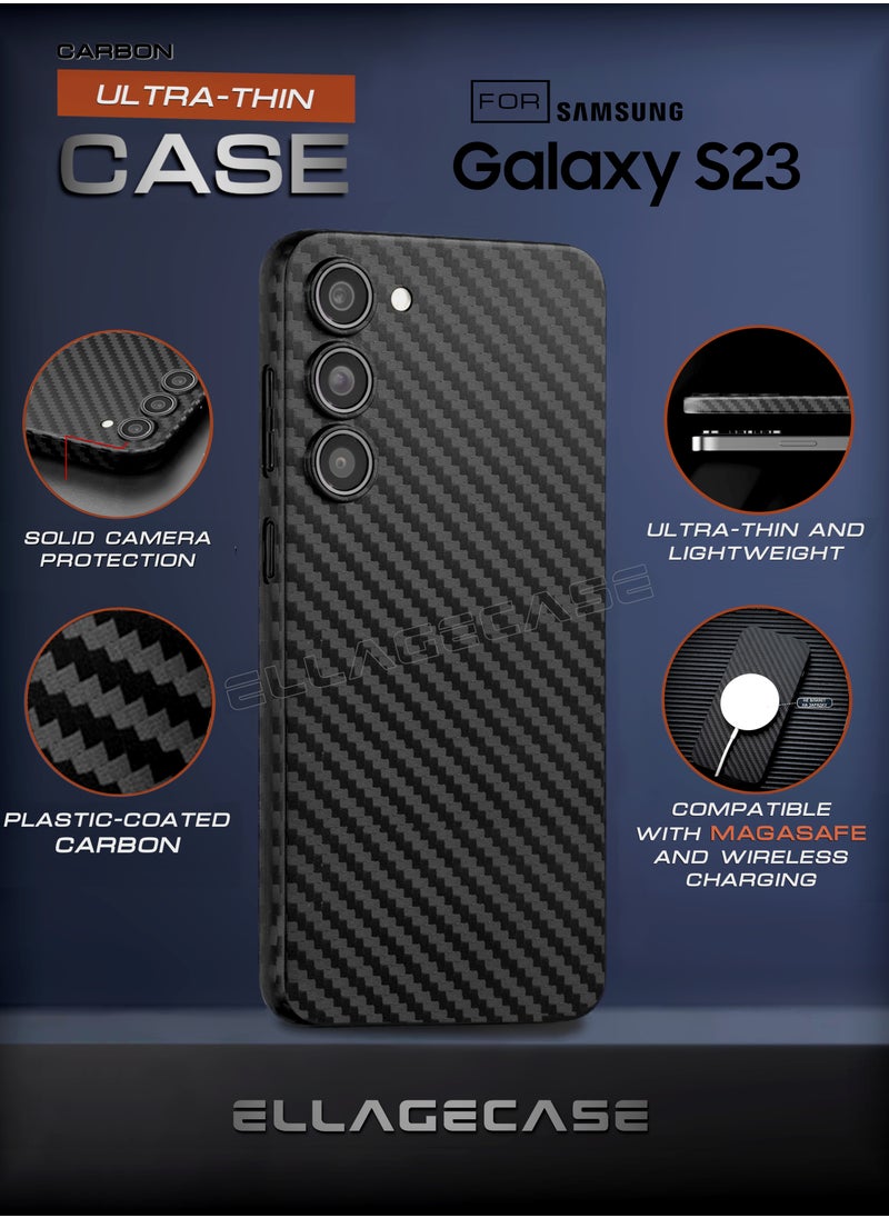 Case for Samsung Galaxy S23, Black Carbon, Solid Camera Protection, Ultra-thin and Lightweight, Plastic-coated Carbon, Compatible with Magsafe and Wireless Charging - pzsku/Z07A6AED66CD73A4BF449Z/45/_/1728885797/3ad2d5ee-e0d8-4b60-ad0c-4e33676b0b64