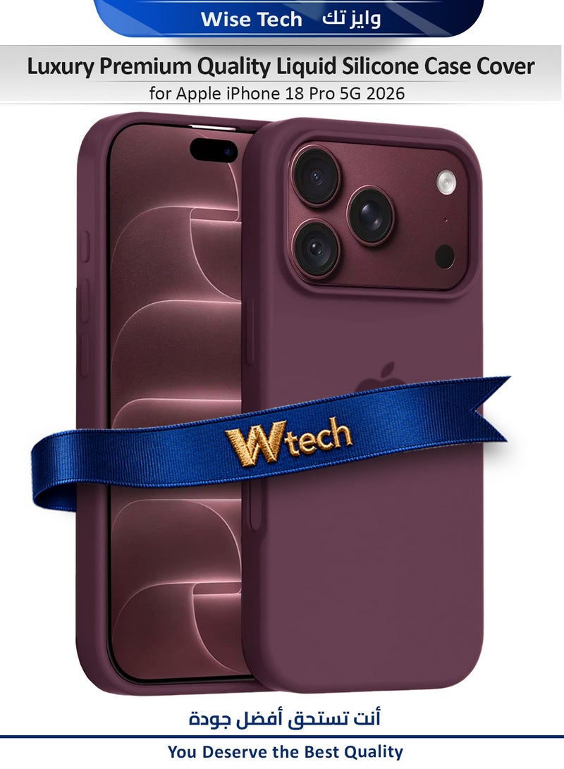 Wtech Apple iPhone 18 Pro 5G 2026 Luxury Premium Quality Liquid Silicone Case Cover (MCRPSN) - Burgundy - Image 1