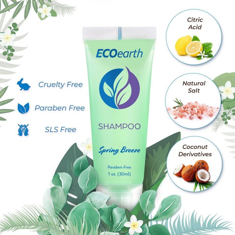 EcoEarth - Travel Size Hotel Shampoo - 1 fl oz, 100 Pack, Spring Breeze - Delight Your Guests with Revitalizing & Refreshing Hair Cleanser for Guest Hospitality - Small Size Luxury Shampoo in Bulk - Image 2