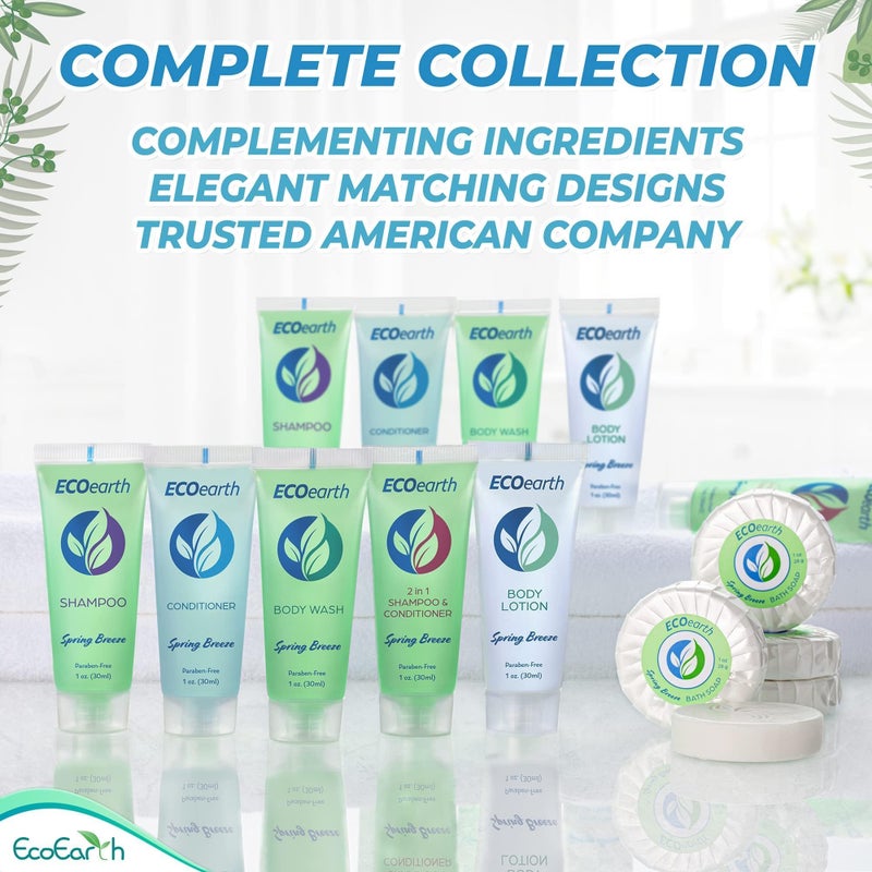EcoEarth - Travel Size Hotel Shampoo - 1 fl oz, 100 Pack, Spring Breeze - Delight Your Guests with Revitalizing & Refreshing Hair Cleanser for Guest Hospitality - Small Size Luxury Shampoo in Bulk - Image 5
