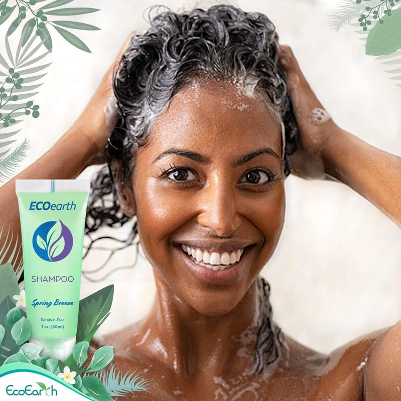 EcoEarth - Travel Size Hotel Shampoo - 1 fl oz, 100 Pack, Spring Breeze - Delight Your Guests with Revitalizing & Refreshing Hair Cleanser for Guest Hospitality - Small Size Luxury Shampoo in Bulk - Image 3