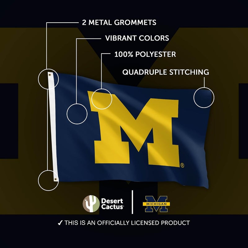 Desert Cactus University of Michigan Flag Wolverines 3x5 Feet Banner - 100% Polyester Indoor/Outdoor - Image 4