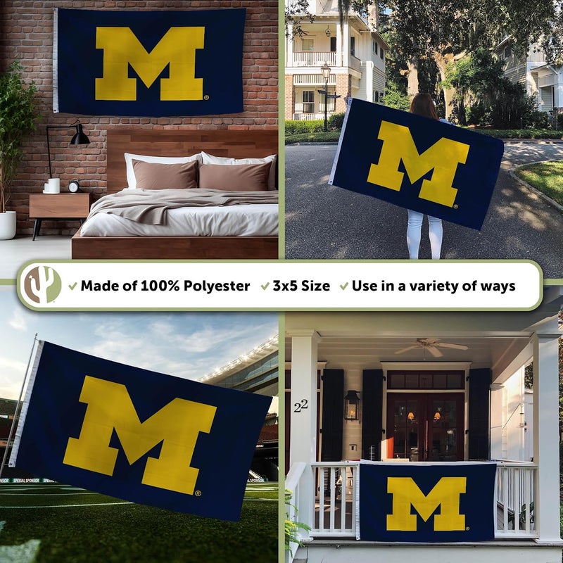 Desert Cactus University of Michigan Flag Wolverines 3x5 Feet Banner - 100% Polyester Indoor/Outdoor - Image 3