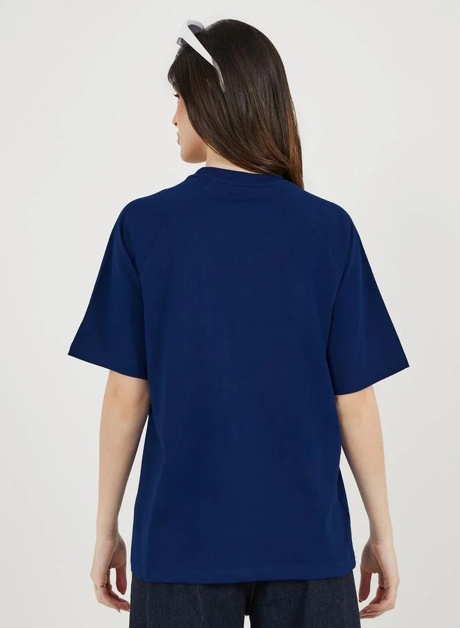 Styli Pretty Slogan Print Raglan Sleeve Oversized T-Shirtâ€‹â€‹