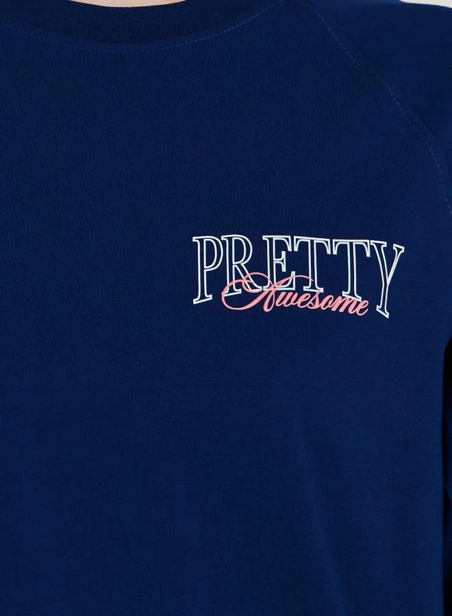 Styli Pretty Slogan Print Raglan Sleeve Oversized T-Shirtâ€‹â€‹