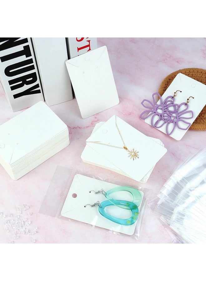 yuntop yuntop 100 Pcs Earring Cards with 100Pcs Self Adhesive Bags for Earrings Jewelry Display and 200 Pcs Earring Backs, Earring Display Holder Cards 3.5x2.4 Inches Earring Card Holder Set (White)  - Image 5