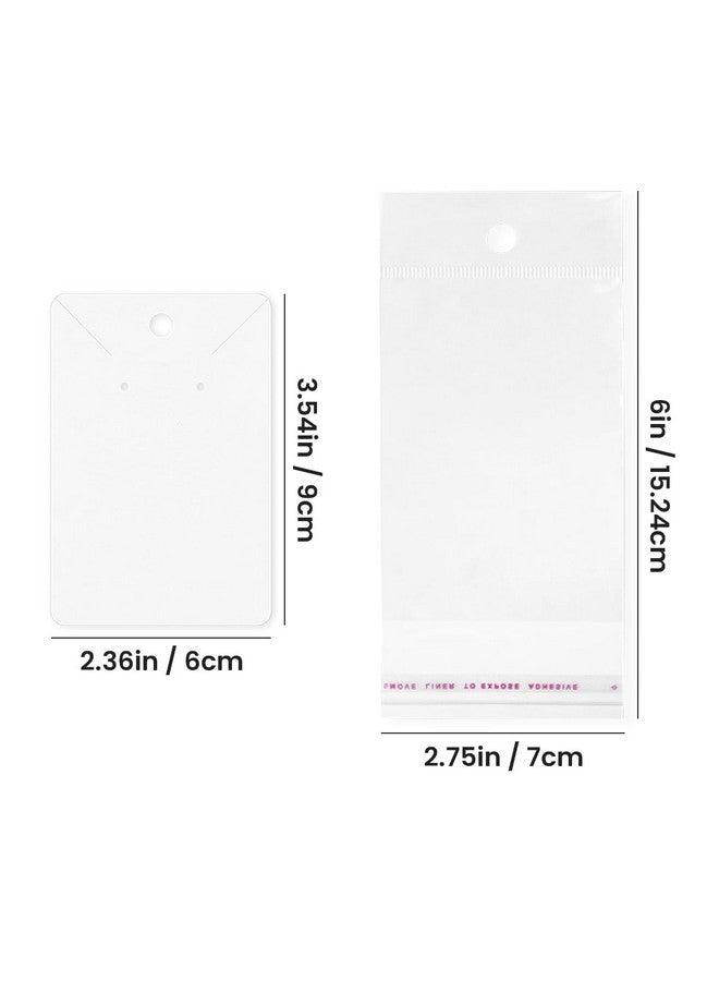 yuntop yuntop 100 Pcs Earring Cards with 100Pcs Self Adhesive Bags for Earrings Jewelry Display and 200 Pcs Earring Backs, Earring Display Holder Cards 3.5x2.4 Inches Earring Card Holder Set (White)  - Image 3