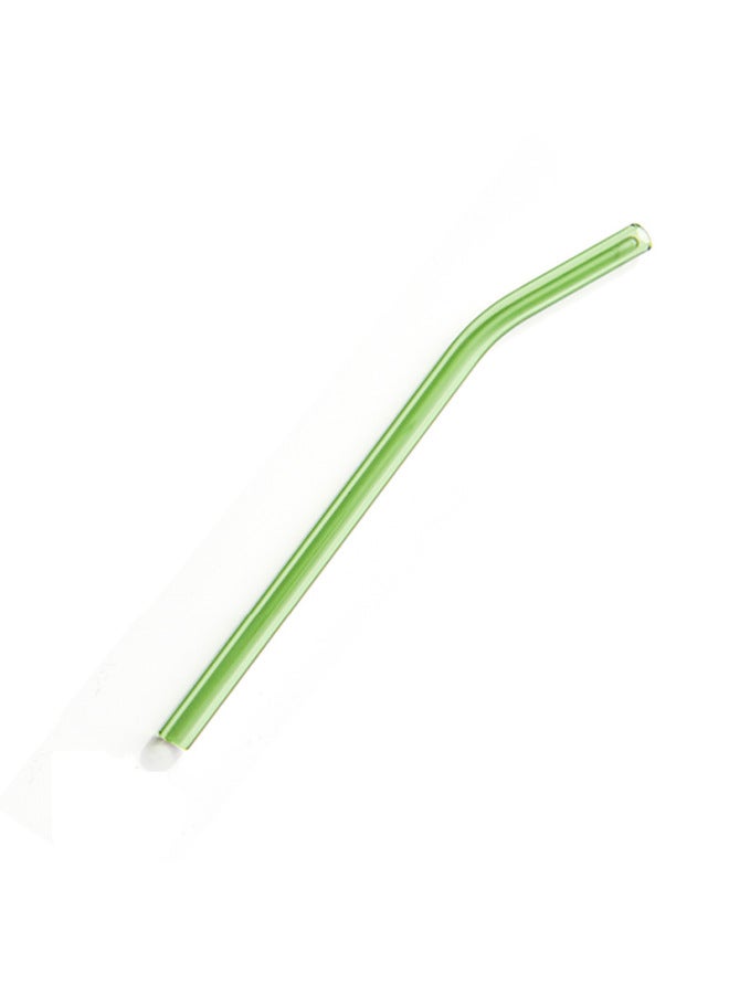 Factory Direct Glass Straw Transparent Color High Temperature Resistant Straw Creative Milk Tea Drink Glass Straw-Color:Elbow Green 8mm 20cm - Image 1