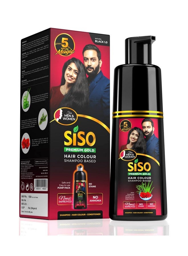 Siso Permanent Hair Color Shampoo Pump Pack Natural Black 180Ml | No Skin Stain No Ammonia No Parabens - Image 1