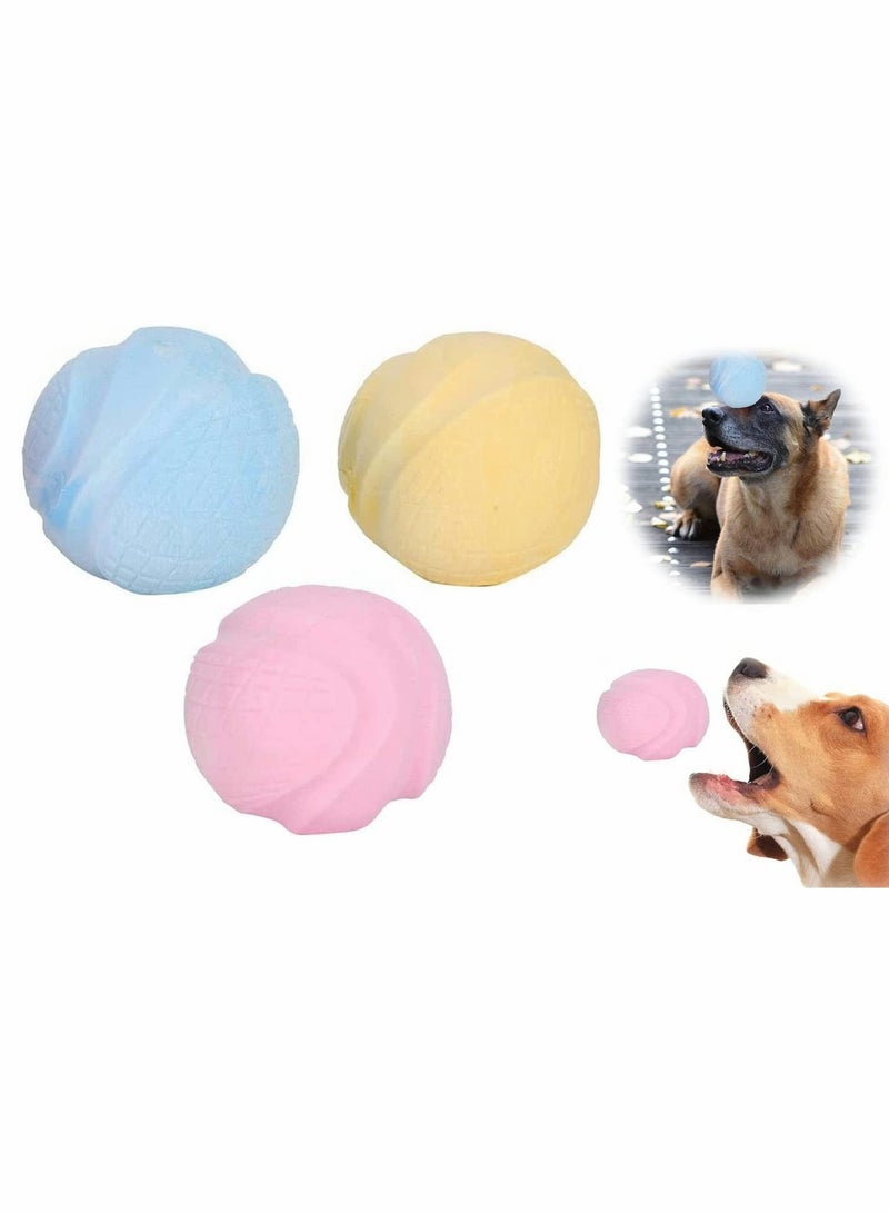 Interactive Eco-Friendly Chew Cleaning Balls for Dogs Soft Durable Molar Toys 3 Pcs in Blue Pink Yellow - Image 1