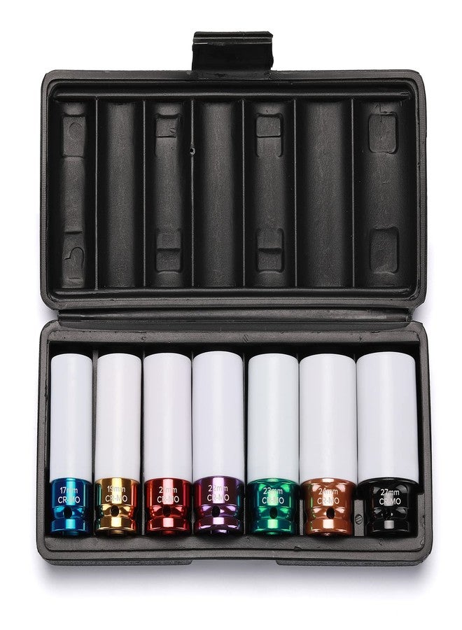 EMENTOL 7PCS 1/2" Drive Thin Wall Deep Wheel Protector Impact Socket Set, CR-MO, Lug Nut Impact Socket Set-17mm, 19mm, 21mm, 22mm, 23mm, 24mm, 27mm - Image 1