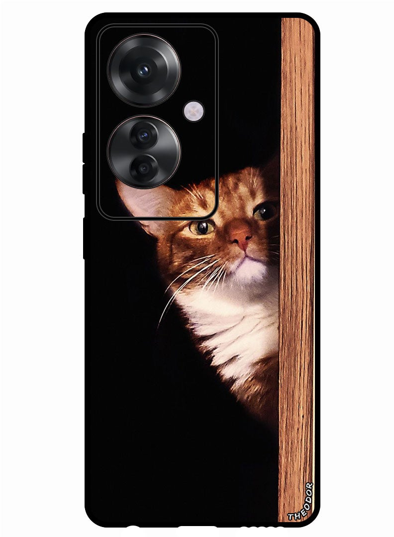 Theodor Protective Case Anti Scratch Shock Proof Bumper Cover For Oppo F25 Pro Cat looking - Image 1
