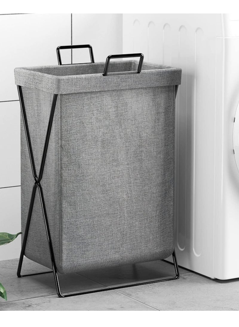 HomarKet Foldable Laundry Basket with Stainless Steel Frame, 50L Collapsible Waterproof Laundry Basket, Laundry Hamper Bag Washing Bin Clothes Bag Organizer Storage Basket Hamper for Clothes Toys (Dark Grey) - Image 1
