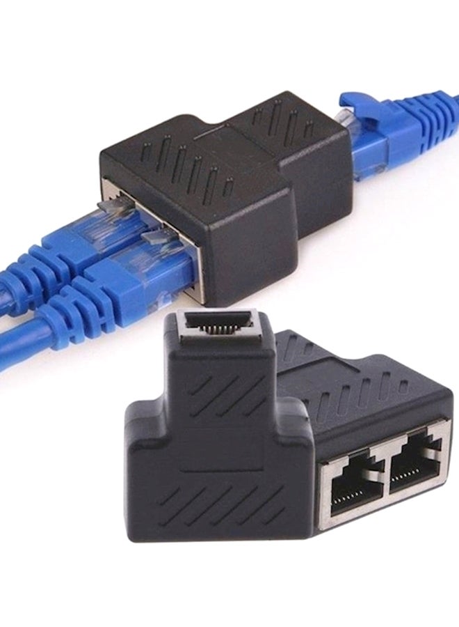 موزع RJ45 بمنفذ أنثى مزدوج أسود - Image 3