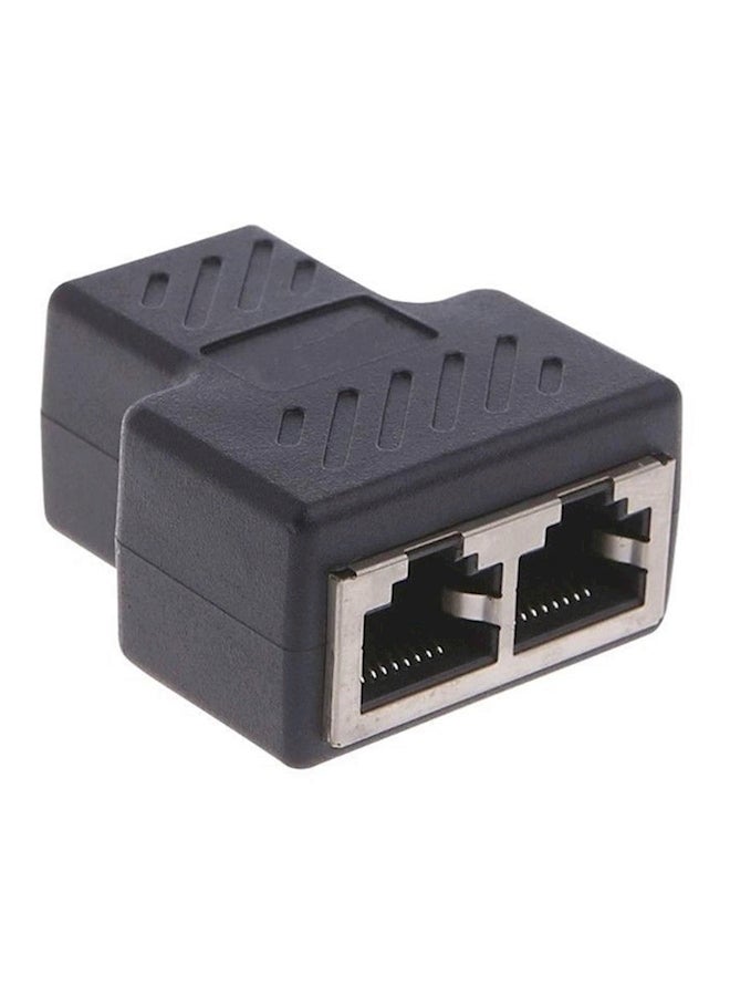 موزع RJ45 بمنفذ أنثى مزدوج أسود - Image 1