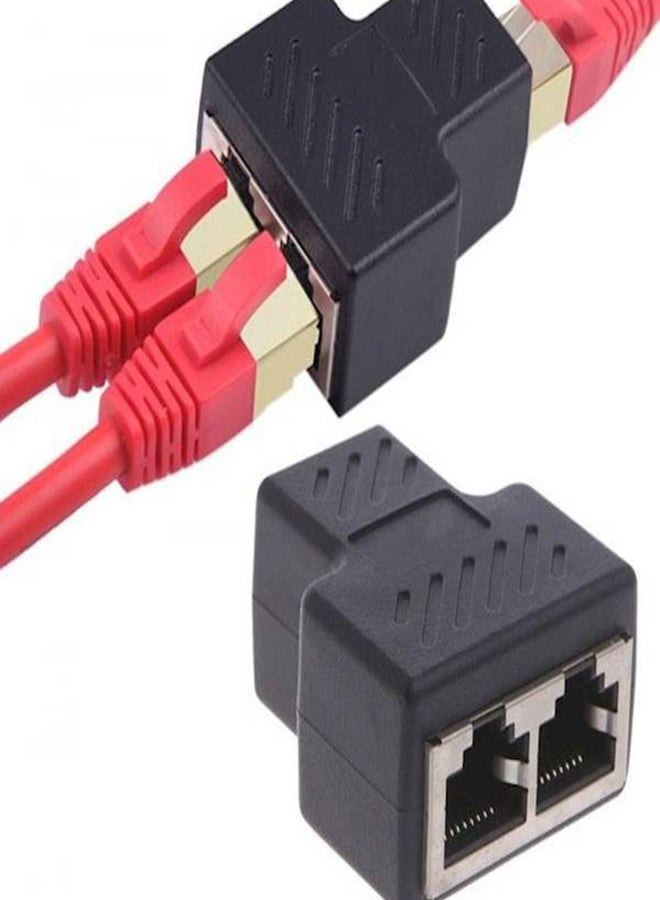 موزع RJ45 بمنفذ أنثى مزدوج أسود - Image 4