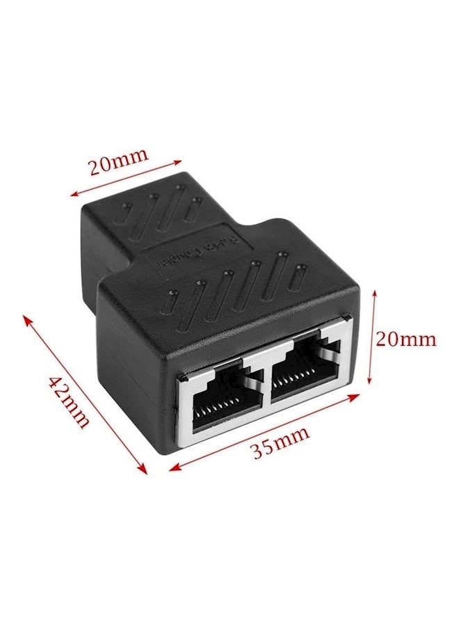 موزع RJ45 بمنفذ أنثى مزدوج أسود - Image 2