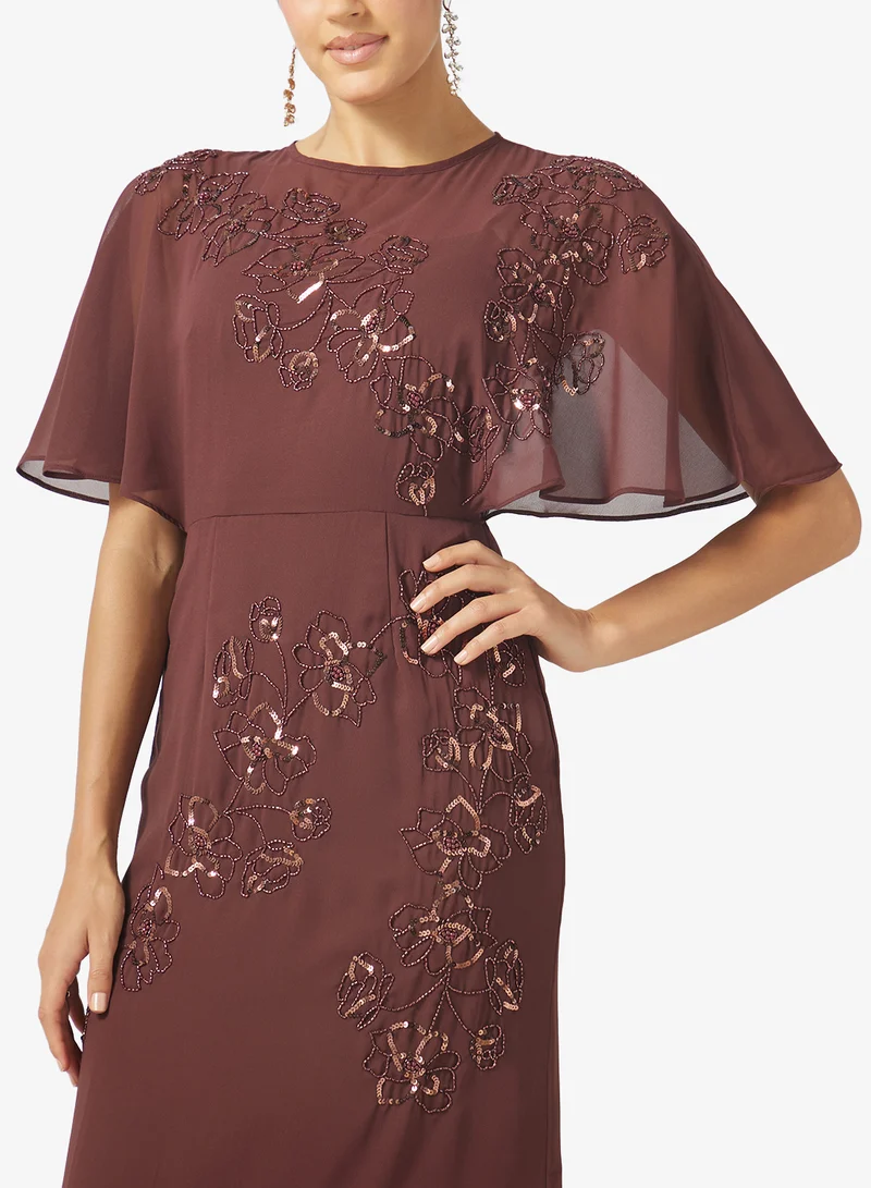 Maya  Floral Embellished Angel Sleeve Dress for Women | Best Price UAE