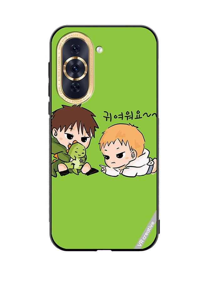 VR CREATIVE Protective Case Cover For Huawei Nova 10 Two Cute Kids Playing With Dino Design Multicolour - Image 1