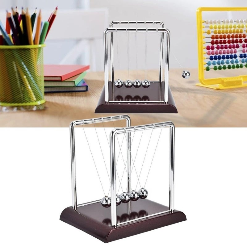 Juvale Newtons Cradle Balance Ball Pendulum, Swinging Kinetic Balls for Table Decor- Silver