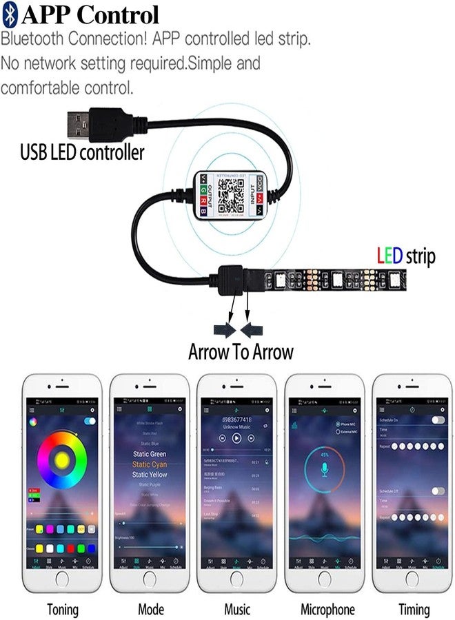 Quace 150 LED Strip Light USB Powered LED Lights for Bedroom Bluetooth Music Sync Waterproof Color Changing with App Control - Image 3
