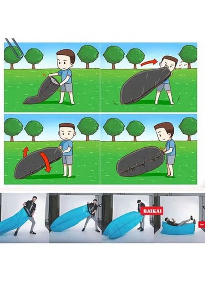 KLNAMAEAAN Outdoor portable inflatable waterproof beach air bed air bed sofa.Inflatable Lounger Air Sofa Hammock for Outdoor, Travelling, Camping, Hiking, Picnic  - Image 3