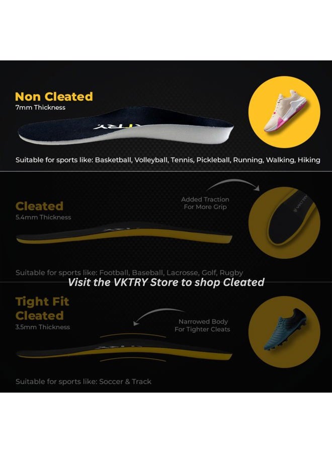 VKTRY Performance Insoles - Silver VKs - Carbon Fiber Shock Absorbing Sport Shoe Insoles for Amateur Running, Basketball, Athletics - Improved Explosiveness, Injury Protection and Recovery, Silver, US - Image 4