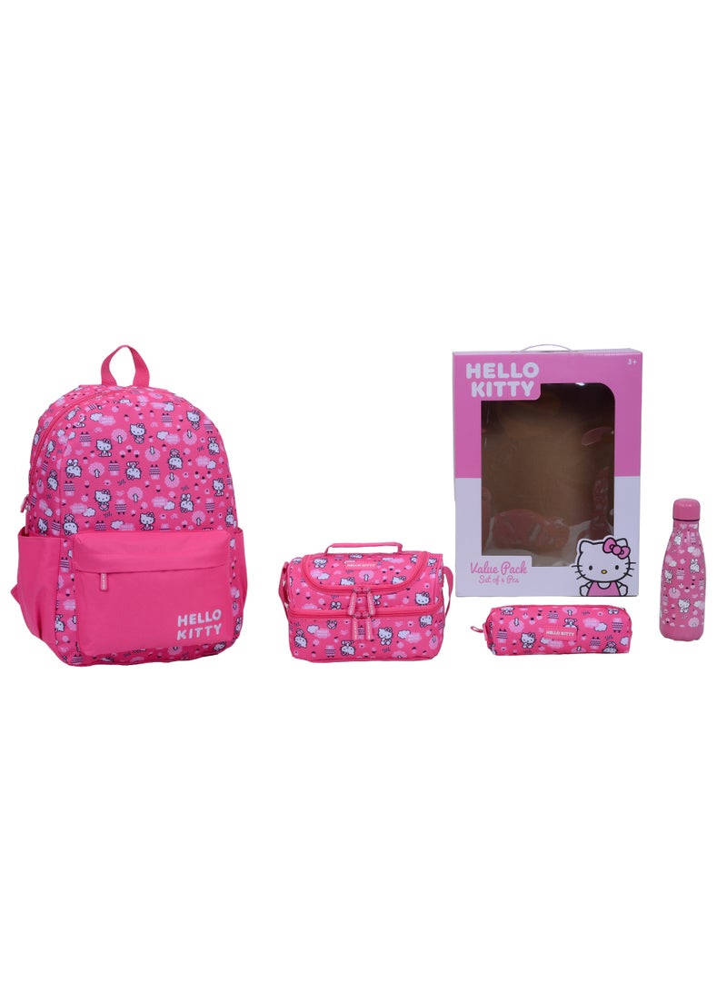 Sanrio Hello Kitty 4 Pcs Backpack Set with Lunch Bag, Water Bottle & Pencil Case - Image 3