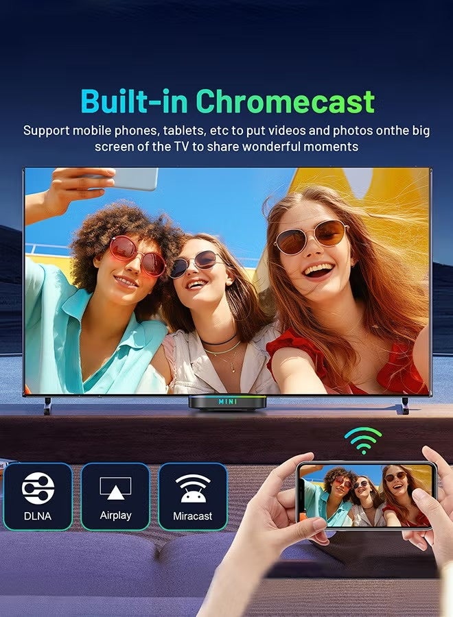 TV98 8K Smart TV Box Android 14 Quad Core ARM Cortex A53 with 2.4G/5G Wifi6 & Remote Set Top Boxes with Illuminated Breathing Light - Image 4