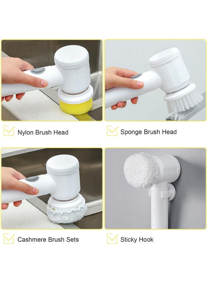 SHOPI Electric Cleaning Brush, KASTWAVE Multifunctional 5 in 1 Electric Household Magic Brush, ABS Nylon Kitchen Bathtub for Cleaning Tub, Tile, Floor, Sink, Window, Kitchen Window Brush Cleaner (white)  - Image 1