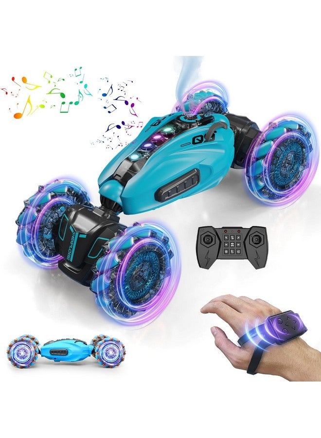 Magicwand R/C Rechargeable 1:12 Scale Off-Road Gesture Controlled Monster Double Sided Spine Design Transformation All Terrain Monster Drifting Vehicle for Kids【Blue】…… - Image 1