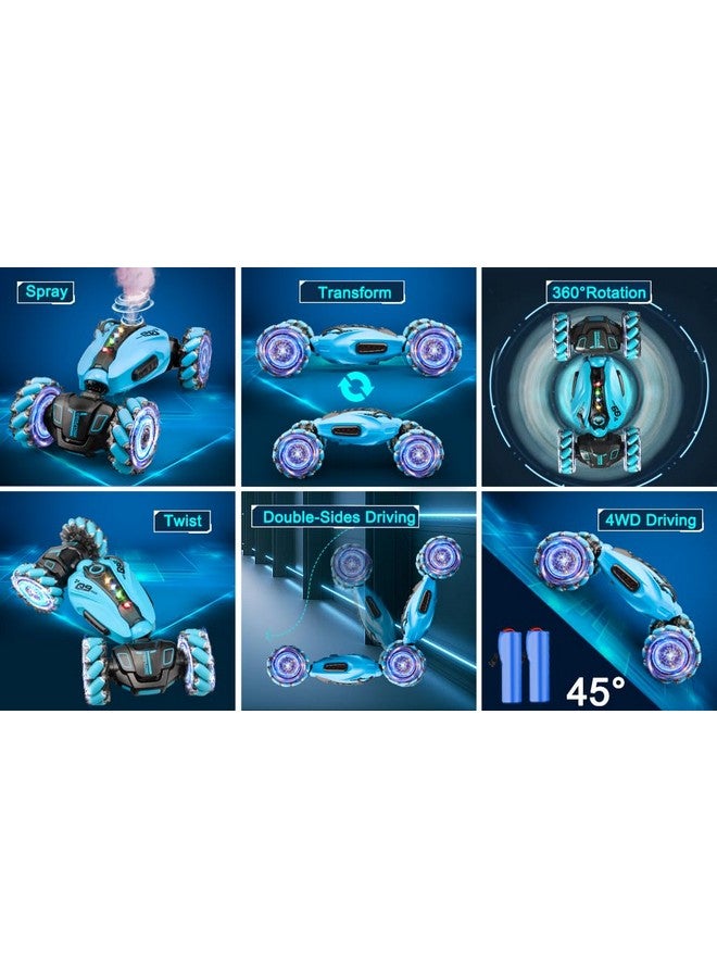 Magicwand R/C Rechargeable 1:12 Scale Off-Road Gesture Controlled Monster Double Sided Spine Design Transformation All Terrain Monster Drifting Vehicle for Kids【Blue】…… - Image 4