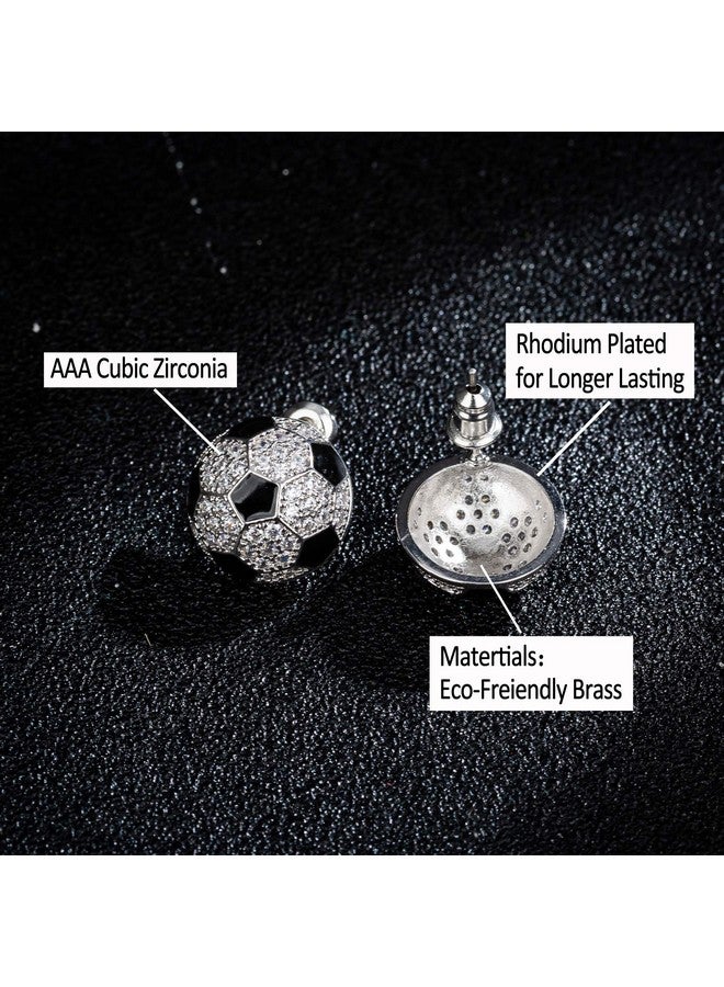 LUREME Cz Rhodium Plated Basketball Football Volleyball Soccer Baseball Sports Studs Earrings For Women (Er006282-3) Soccer - Image 4