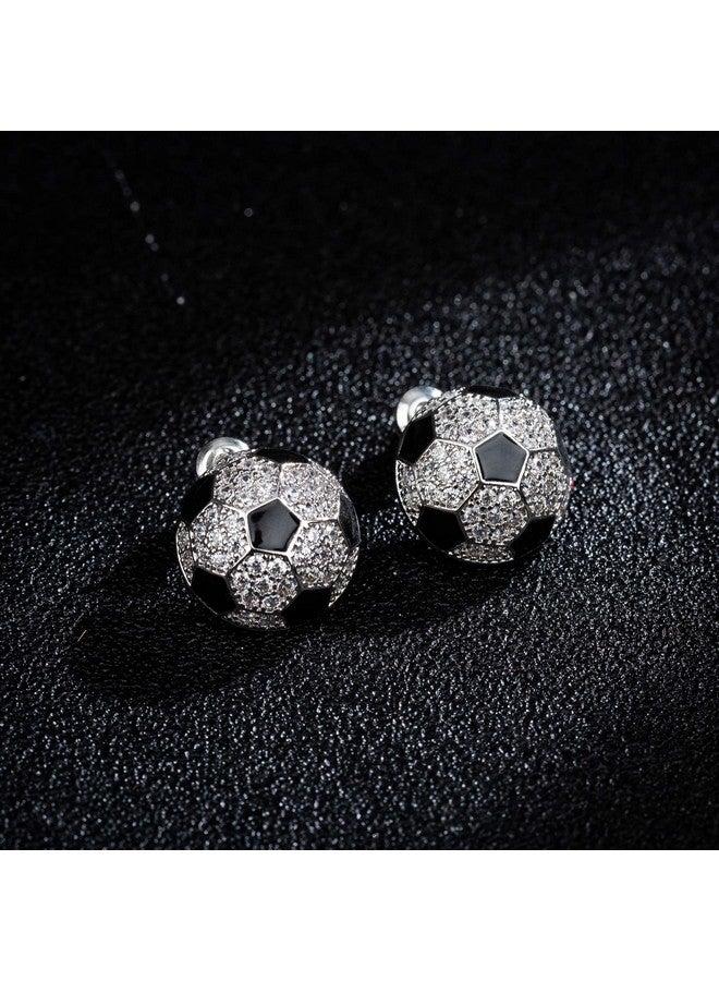 LUREME Cz Rhodium Plated Basketball Football Volleyball Soccer Baseball Sports Studs Earrings For Women (Er006282-3) Soccer - Image 2