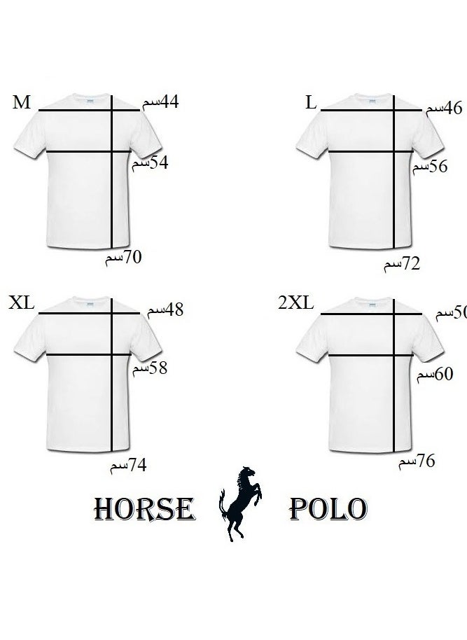 Horse Polo - Horse Polo Round Neck T-Shirt Off-White Printed, The Top - Image 1
