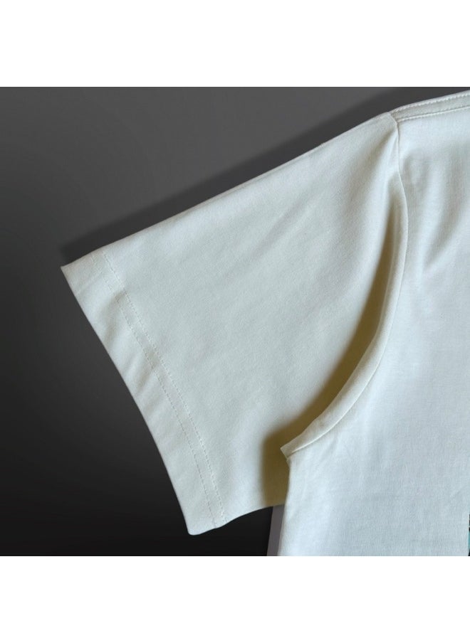Horse Polo - Horse Polo Round Neck T-Shirt Off-White Printed, The Top - Image 1