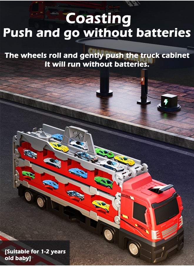 Folding Ejection Race Truck with16PCS Alloy Cars,Kids Car Transport Container Trucks,207 CM,Gifts For Boys 3+ Years  - Image 4