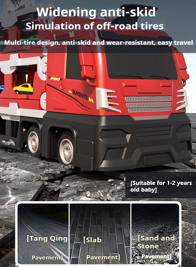 شاحنة سباق قابلة للطي مع 16 قطعة من السيارات المصنوعة من السبائك المعدنية، شاحنات نقل حاويات سيارات للأطفال، 207 سم، هدايا للأولاد من سن 3 سنوات فما فوق - Image 5